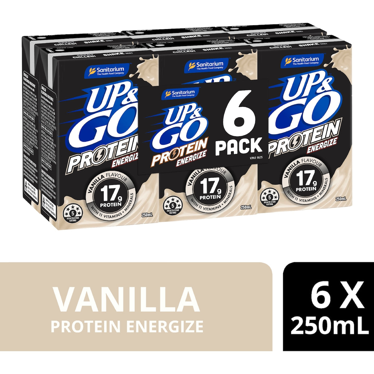 Up&go Protein Energize Liquid Breakfast Vanilla 250ml X 6 Pack