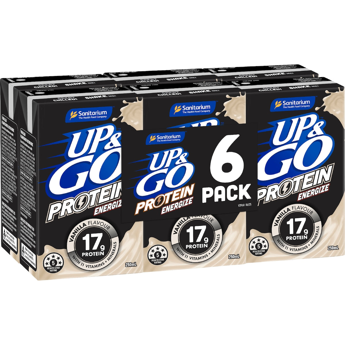 Up&go Protein Energize Liquid Breakfast Vanilla 250ml X 6 Pack