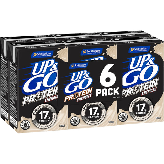 Up&go Protein Energize Liquid Breakfast Vanilla 250ml X 6 Pack