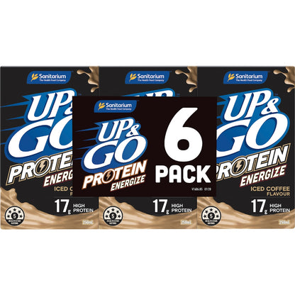 Up&go Protein Energize Liquid Breakfast Iced Coffee 250ml X 6 Pack