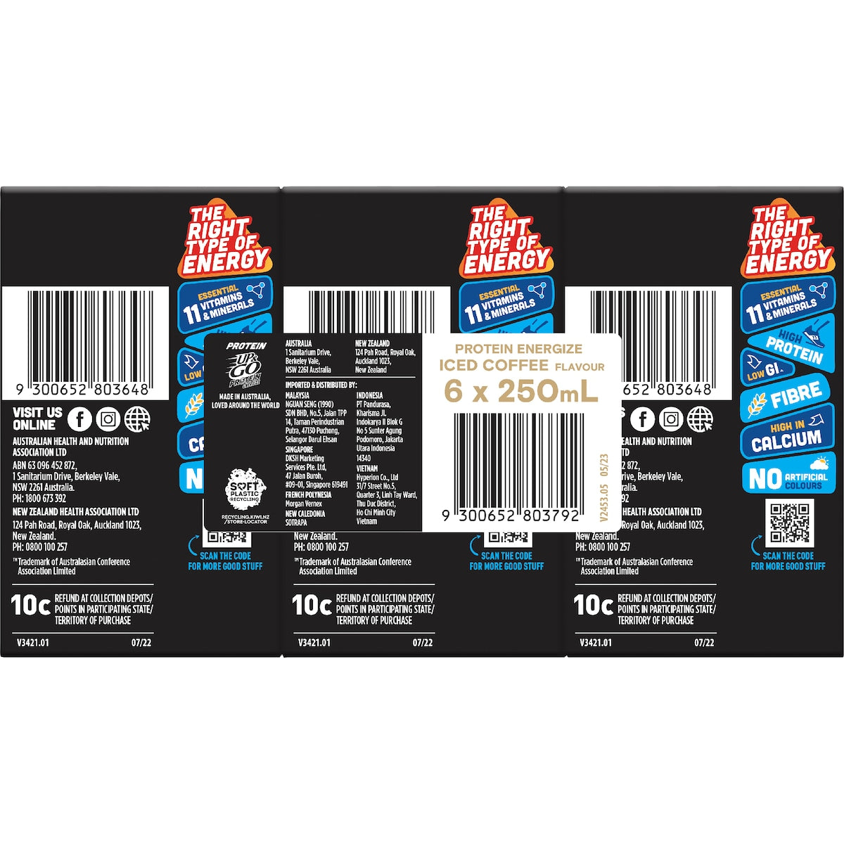 Up&go Protein Energize Liquid Breakfast Iced Coffee 250ml X 6 Pack