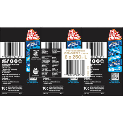 Up&go Protein Energize Liquid Breakfast Iced Coffee 250ml X 6 Pack