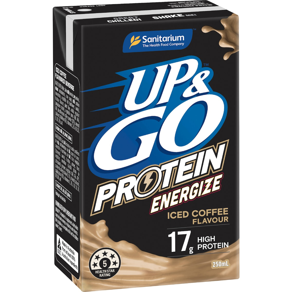 Up&go Protein Energize Liquid Breakfast Iced Coffee 250ml X 6 Pack