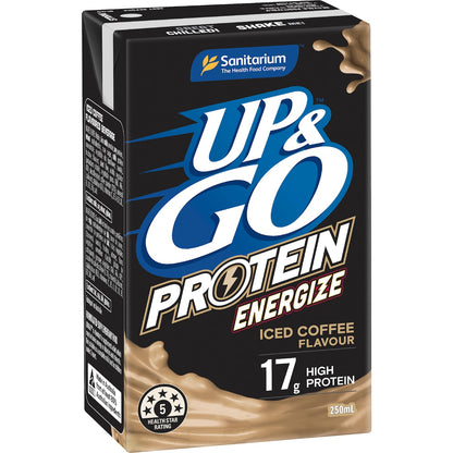 Up&go Protein Energize Liquid Breakfast Iced Coffee 250ml X 6 Pack