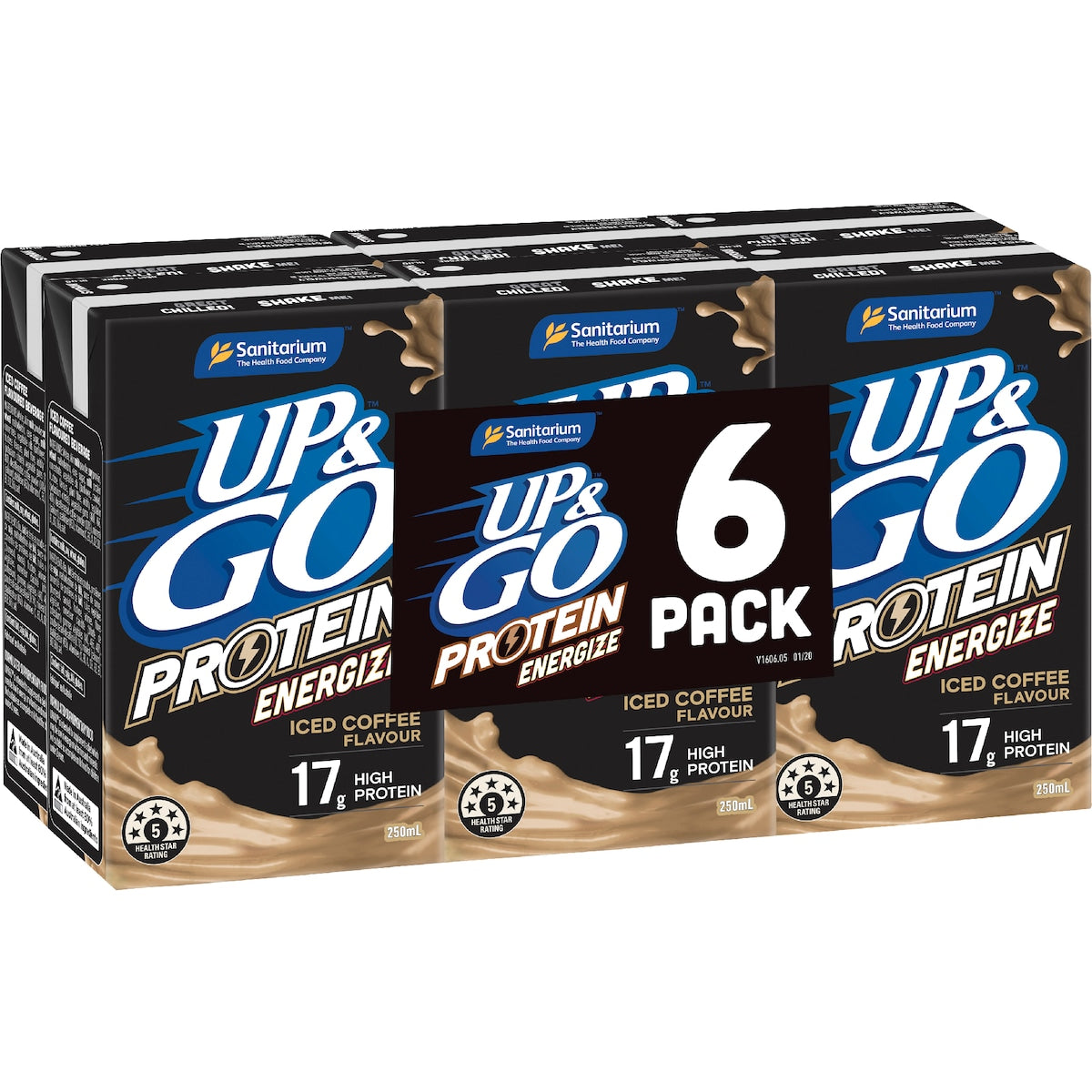 Up&go Protein Energize Liquid Breakfast Iced Coffee 250ml X 6 Pack