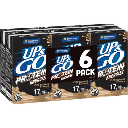 Up&go Protein Energize Liquid Breakfast Iced Coffee 250ml X 6 Pack
