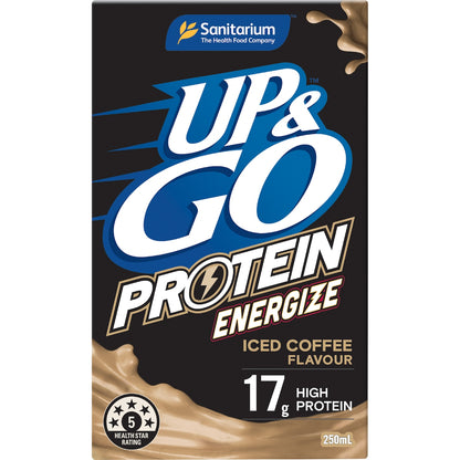Up&go Protein Energize Liquid Breakfast Iced Coffee 250ml X 6 Pack