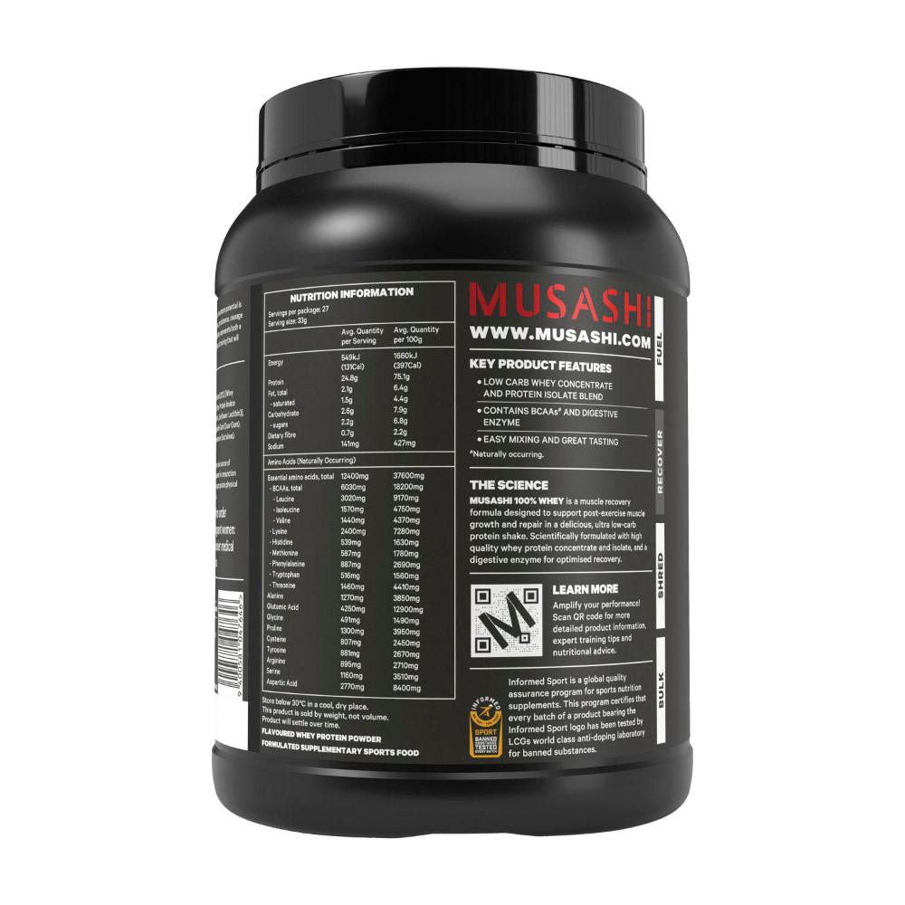 Musashi 100% Whey Protein Powder Chocolate Milkshake - 900g