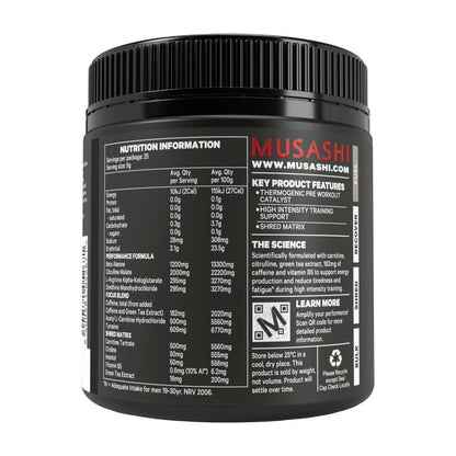 Musashi Pre Workout Shred Green Apple - 255g