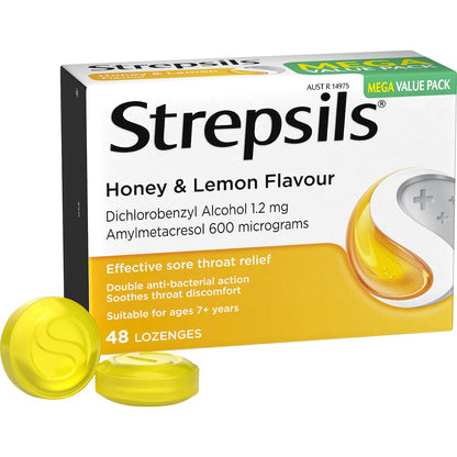 Strepsils Soothing Sore Throat Lozenges Honey & Lemon 48 Pack