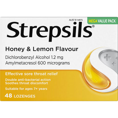 Strepsils Soothing Sore Throat Lozenges Honey & Lemon 48 Pack