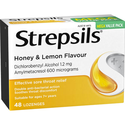Strepsils Soothing Sore Throat Lozenges Honey & Lemon 48 Pack