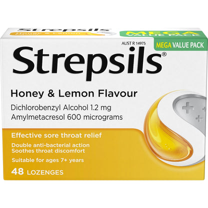 Strepsils Soothing Sore Throat Lozenges Honey & Lemon 48 Pack