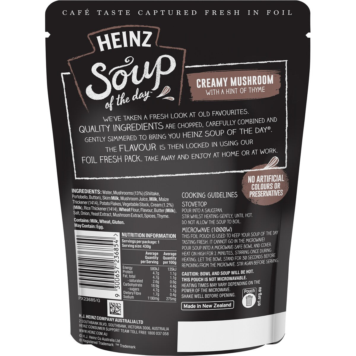 Heinz Soup Of The Day Creamy Mushroom With Thyme Soup Pouch 430g