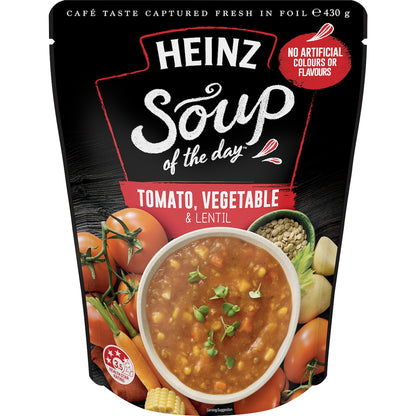 Heinz Soup Of The Day Tomato Vegetable & Lentil Pouch 430g