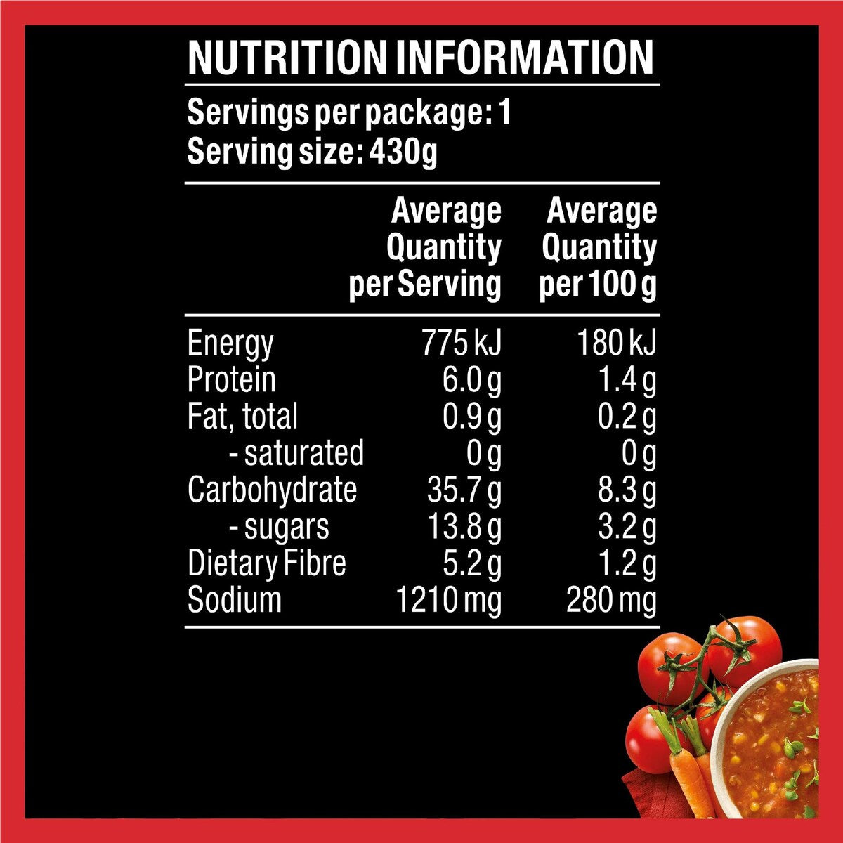 Heinz Soup Of The Day Tomato, Vegetable & Lentil Soup Pouch 430g