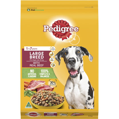Pedigree Adult Large Breed Dry Dog Food Food With Real Beef 8kg