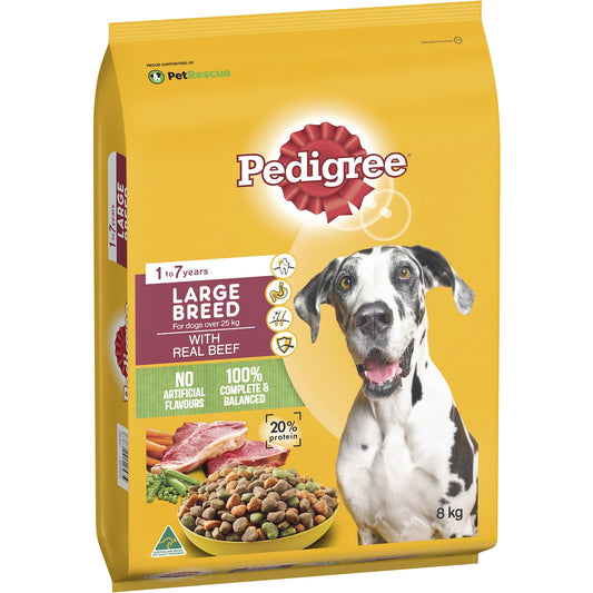Pedigree Adult Large Breed Dry Dog Food Food With Real Beef 8kg