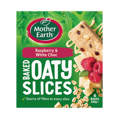 Mother Earth Raspberry & White Chocolate Baked Oaty Slice - 240g