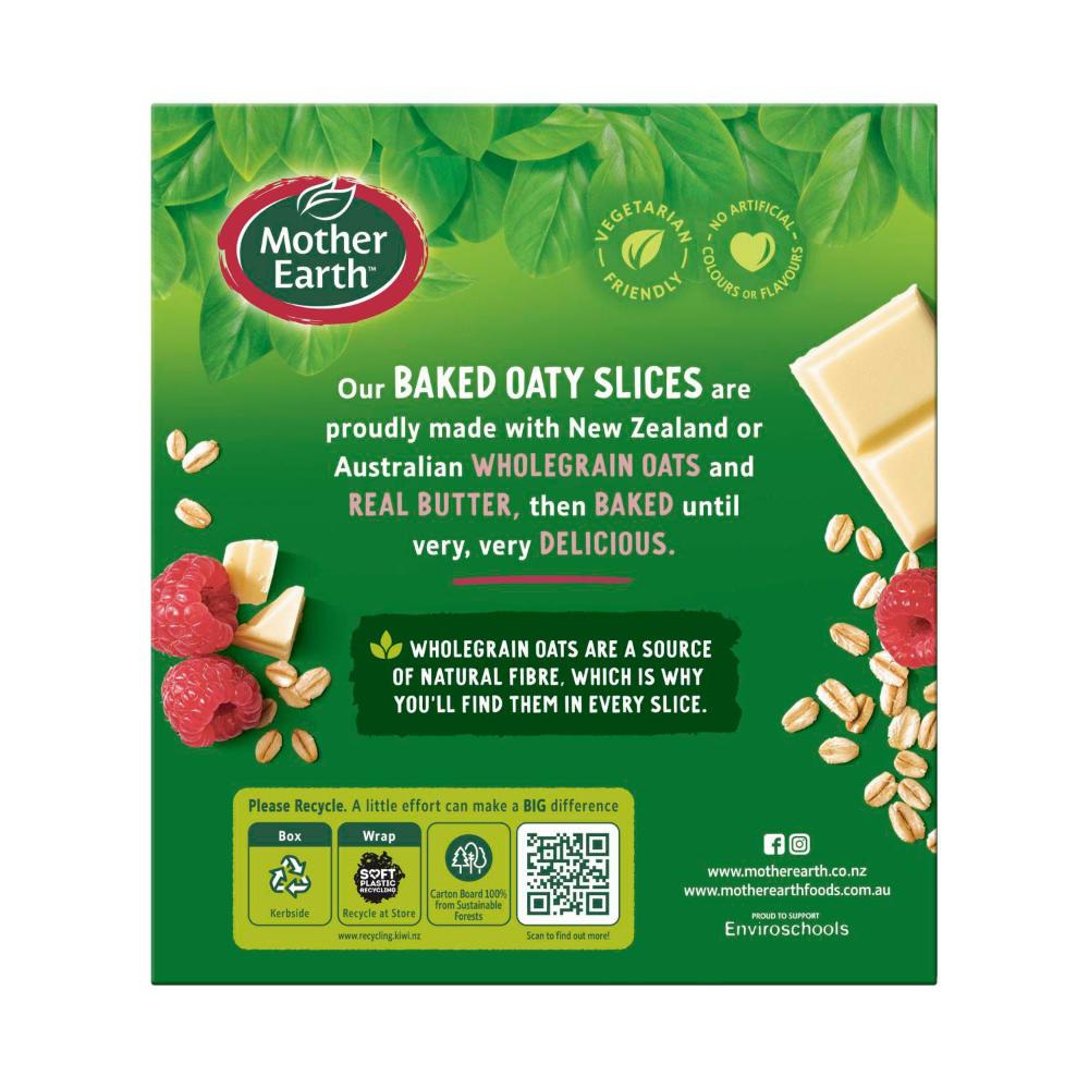 Mother Earth Raspberry & White Chocolate Baked Oaty Slice - 240g
