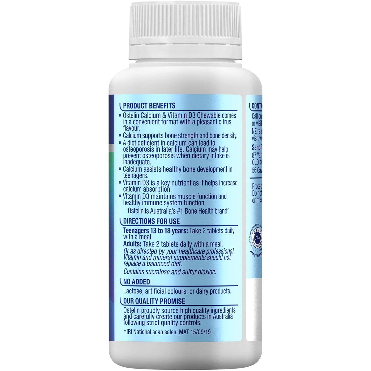 Ostelin Calcium & Vitamin D Chewable D3 Tablets Bones + Immunity 60 pack