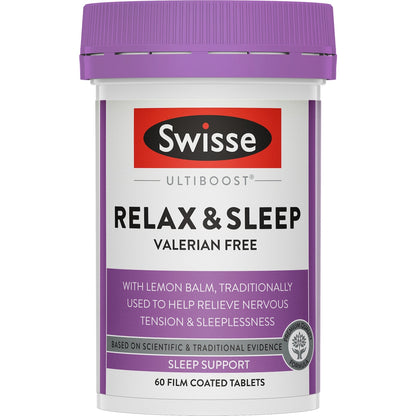 Swisse Ultiboost Relax + Sleep Tablets For Sleep Support 60 Pack