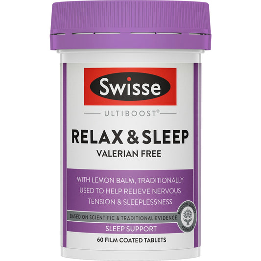 Swisse Ultiboost Relax + Sleep Tablets For Sleep Support 60 Pack