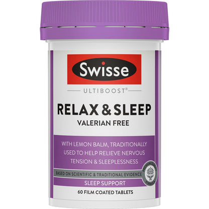 Swisse Ultiboost Relax + Sleep Tablets For Sleep Support 60 Pack