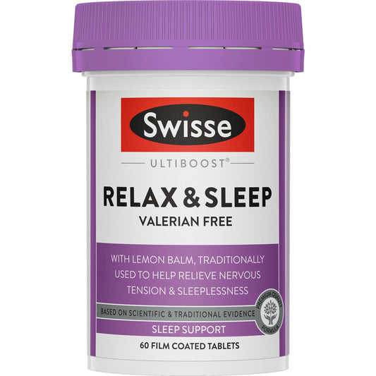 Swisse Ultiboost Relax + Sleep Tablets For Sleep Support 60 Pack
