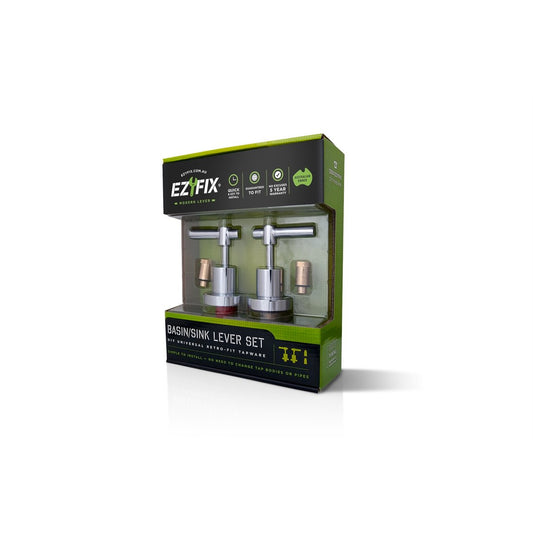Ezyfix Chrome Modern Lever Basin Sink Multifit Tap Set Lead Free DIY Install Kit