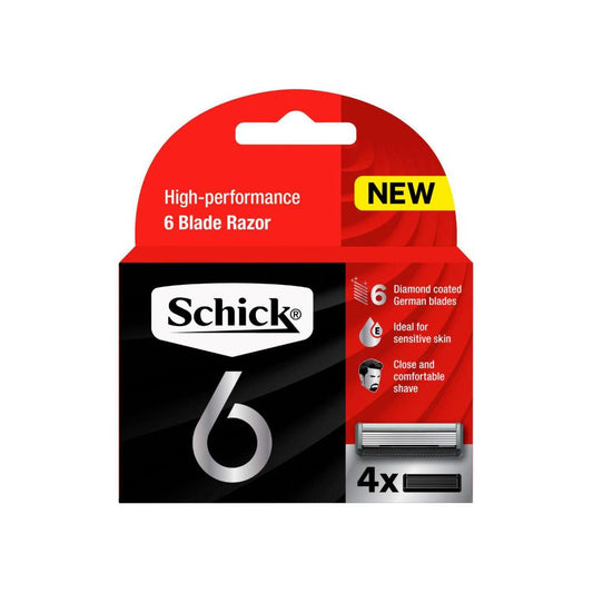 Schick 6 Mens Razor Blade Refills - 4 Pack