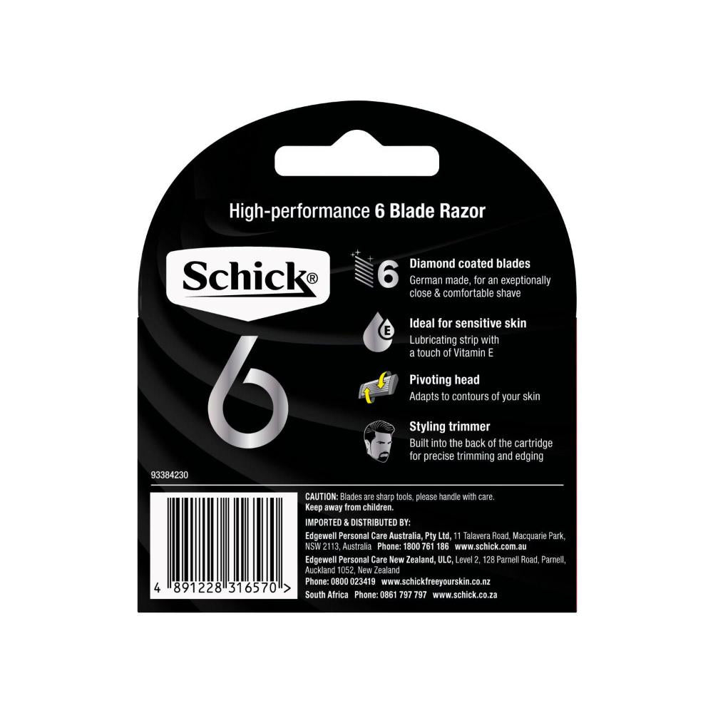 Schick 6 Mens Razor Blade Refills - 4 Pack