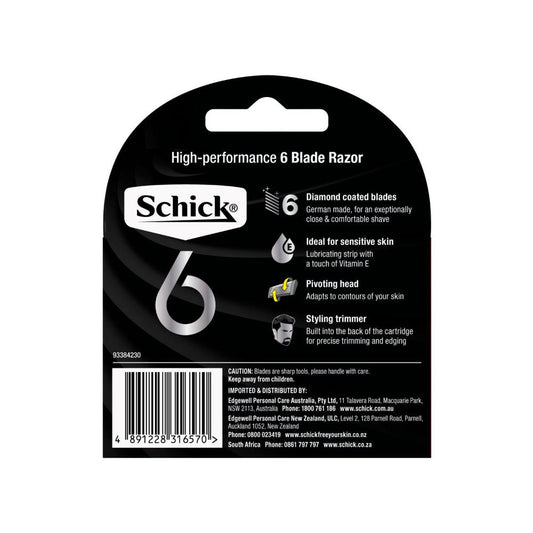 Schick 6 Mens Razor Blade Refills - 4 Pack