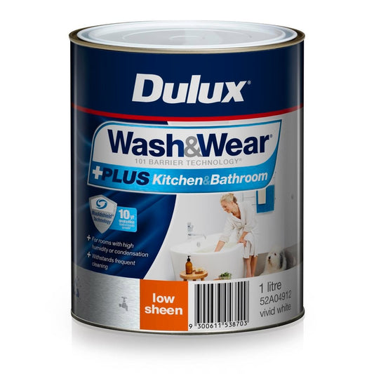 Dulux Interior Paint - 1L - Wash&Wear - Low Sheen - Vivid White