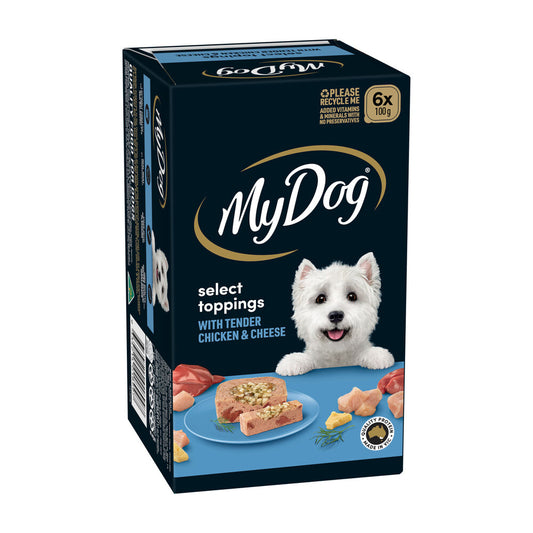 My Dog Adult Wet Dog Food Select Toppings With Tender Chicken & Cheese 6x100g Trays - 6 pack