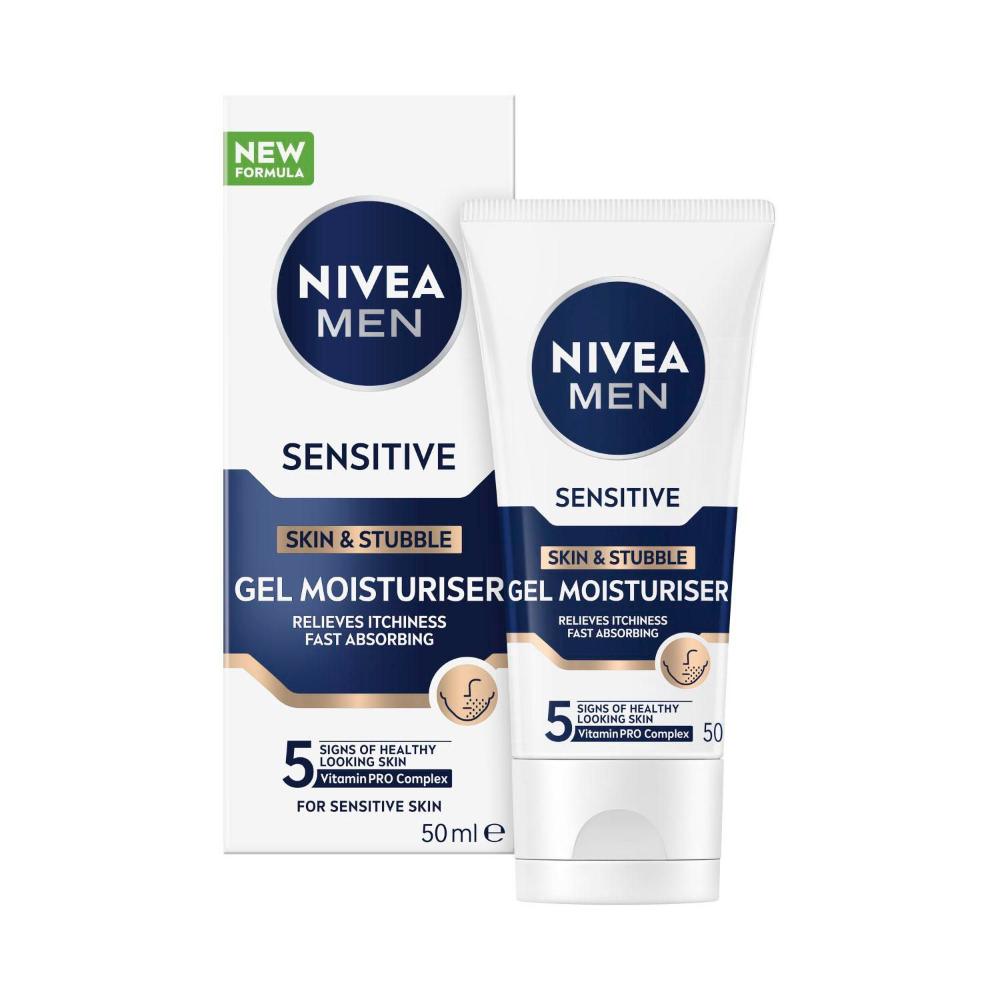 Nivea Men Sensitive Skin And Stubble Gel Moisturiser For Face - 50mL