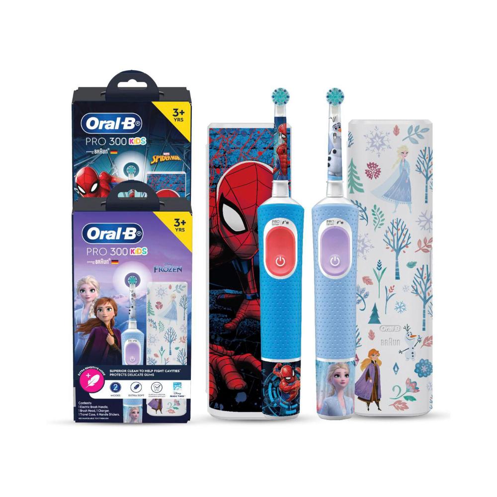 Oral B Pro 300 Kids Electric Toothbrush Frozen Or Spiderman - 1 pack