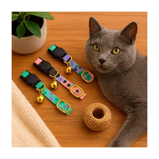 Lux & Bones Printed Leather Cat Collar With Bell - 1 pack