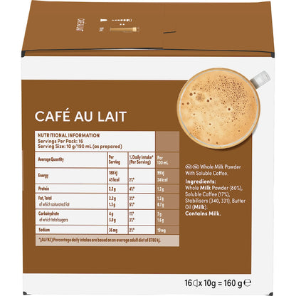 Nescafe Dolce Gusto Cafe Au Lait Coffee Pods 16 Pack
