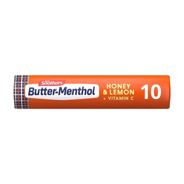 Soothers Butter Menthol Liquid Centre Honey Lemon Throat Lozenges - 10 pack
