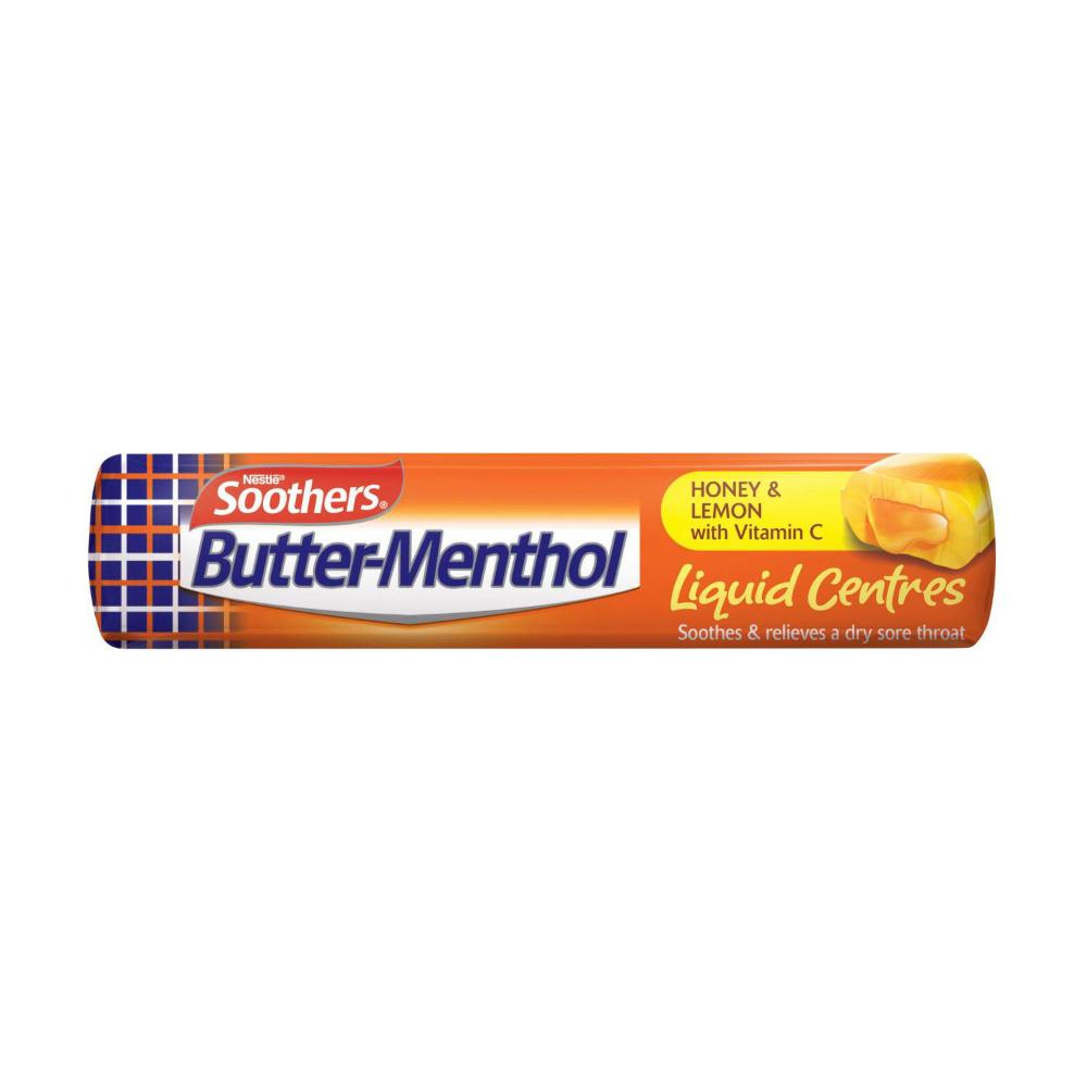 Soothers Butter Menthol Liquid Centre Honey Lemon Throat Lozenges - 10 pack