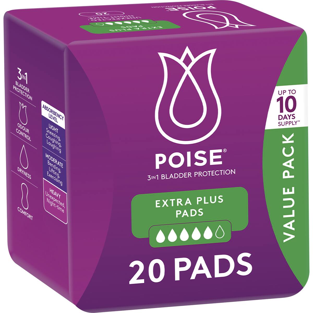 Poise Incontinence Pads Extra Plus 20 Pack
