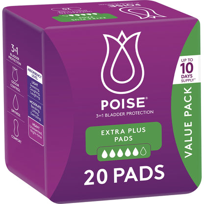 Poise Incontinence Pads Extra Plus 20 Pack