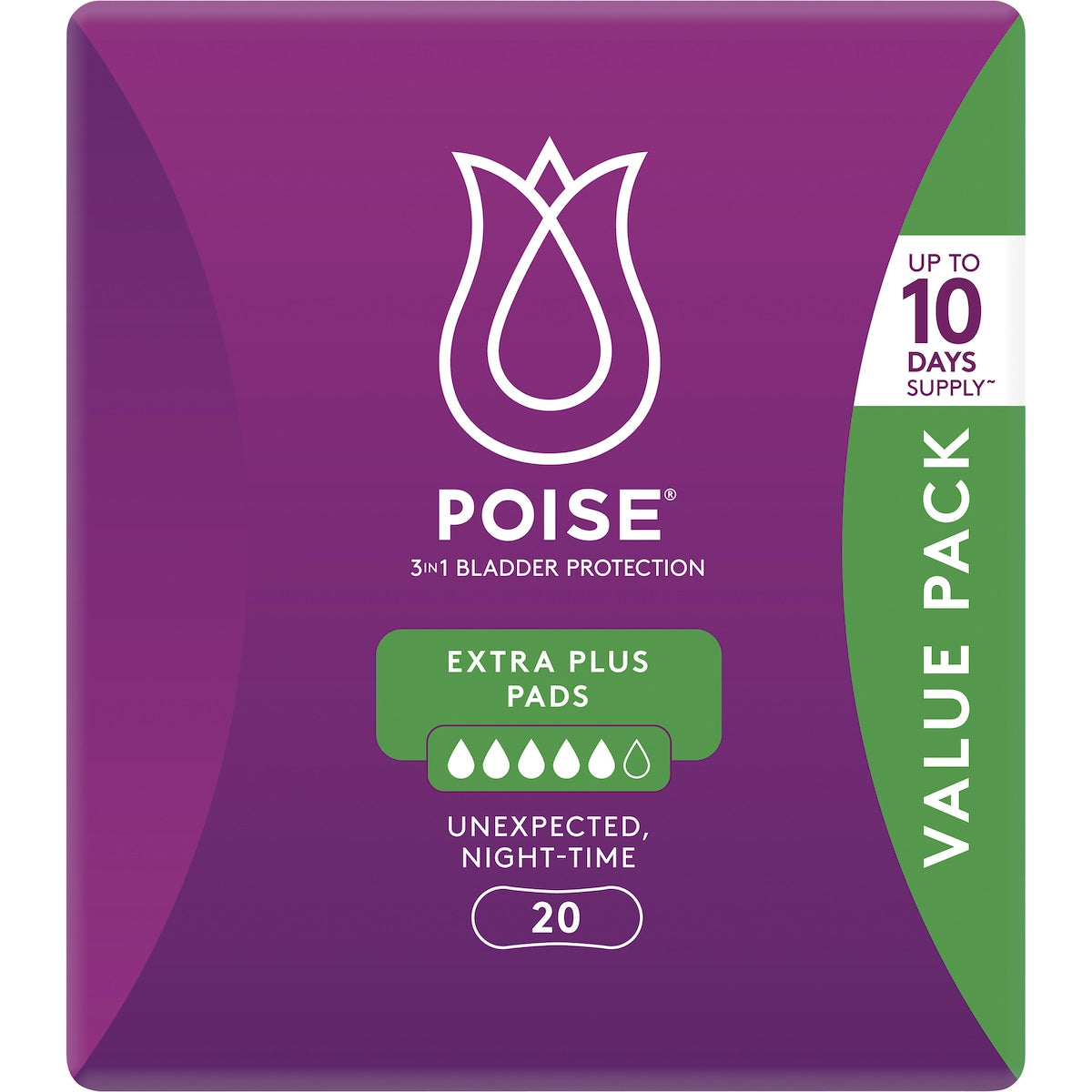 Poise Incontinence Pads Extra Plus 20 Pack