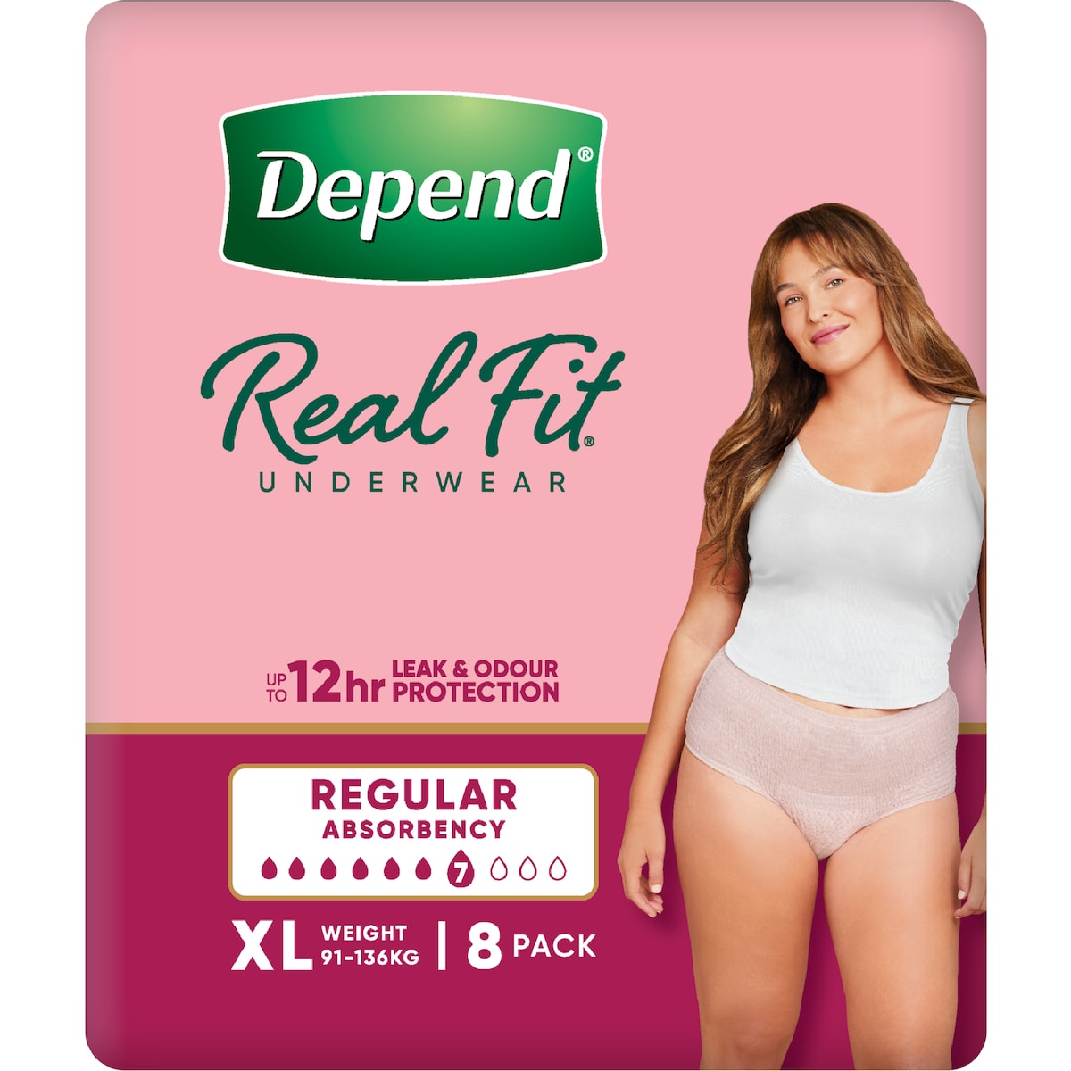 Depend Real Fit Regular Incontinence Underwear For Women X-large 8 Pack