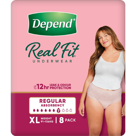 Depend Real Fit Regular Incontinence Underwear For Women X-large 8 Pack