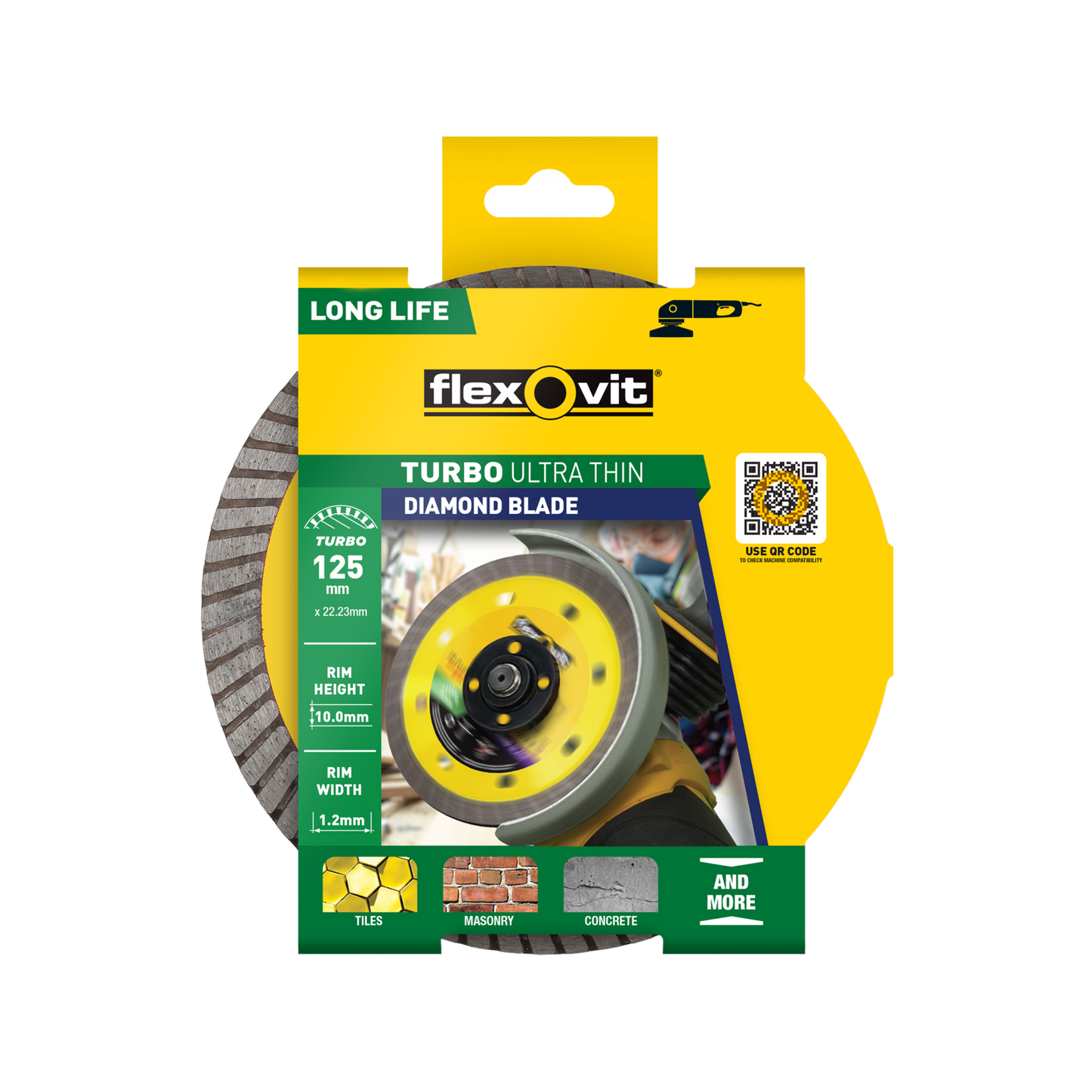 Flexovit Ultra Thin Turbo Diamond Blade - 125 x 22mm
