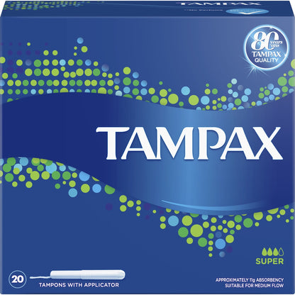 Tampax Super Tampons Medium Flow With Applicator 20 Pack