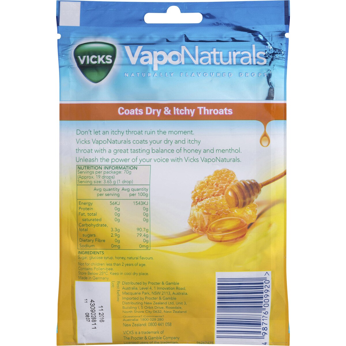 Vicks Vapo Naturals Honey Drops 19 Pack