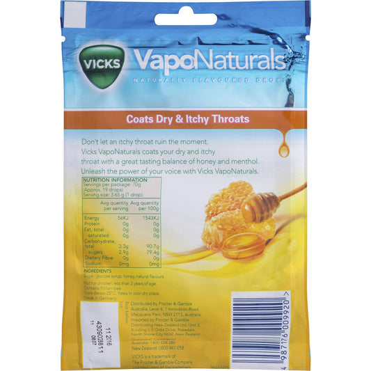Vicks Vapo Naturals Honey Drops 19 Pack